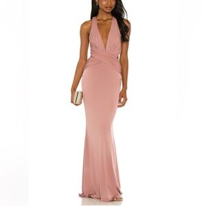 Katie May Blush Ash Rose Backless Gown Secret Agent Dress Size Small